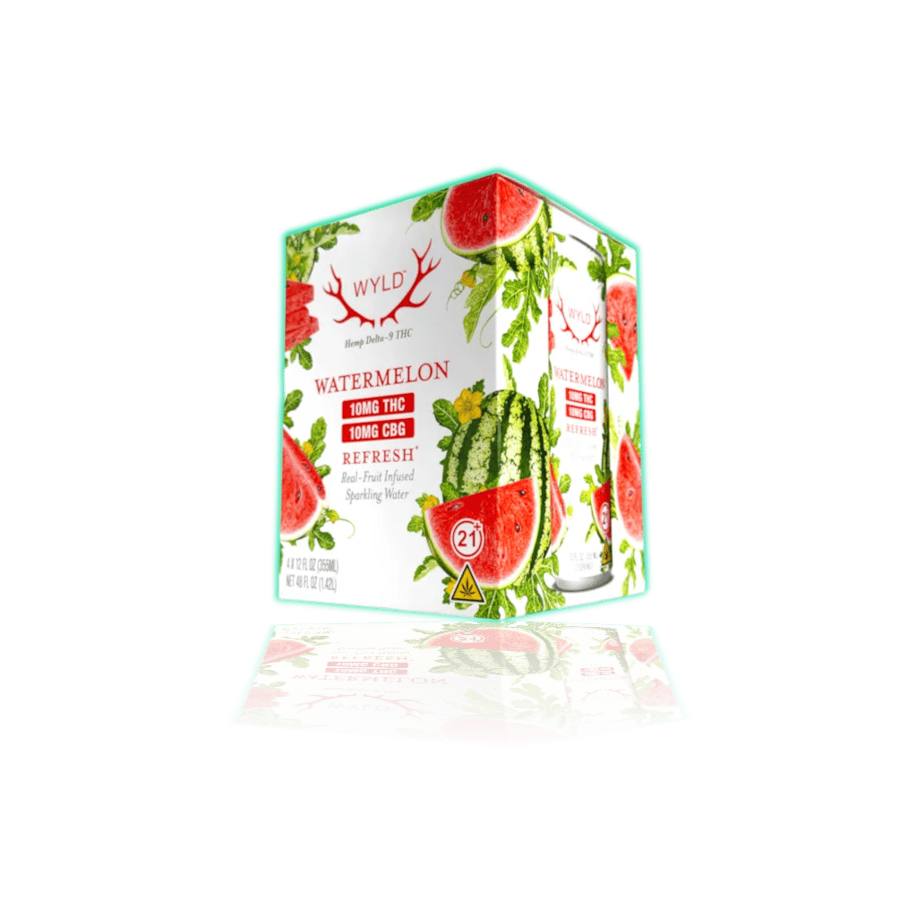 WYLD Hemp D9 Sparkling Water 10mg (4-pack) — Watermelon, product photo
