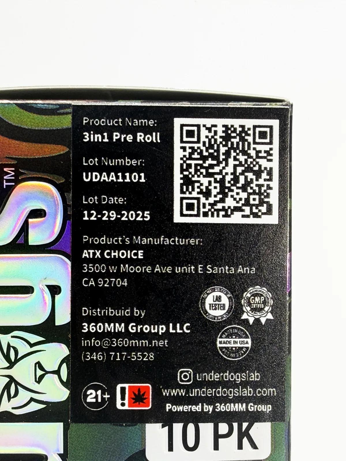 Underdogs 3 In 1 Pre-Roll THC-A Exotic Flower (10pk/bx) (I) — Red Velvet, photo 2 of 24
