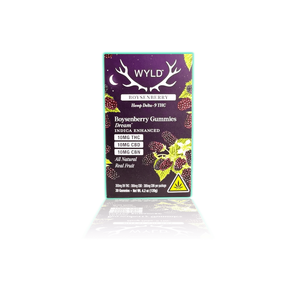 WYLD Hemp 1:1:1 THC:CBD:CBN Gummies 300mg (30ct/pk) Boysenberry, product photo