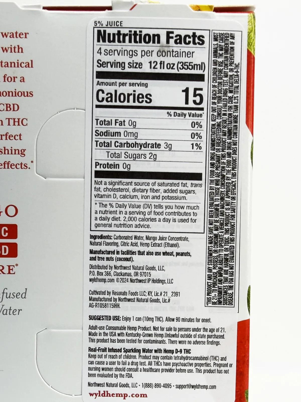 WYLD Hemp D9 Sparkling Water 10mg (4-pack) — Mango, photo 2 of 25
