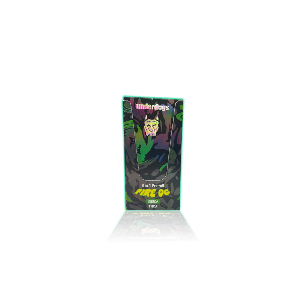 Underdogs 3 In 1 Pre-Roll THC-A Exotic Flower (10pk/bx) (I) — Fire OG, product photo